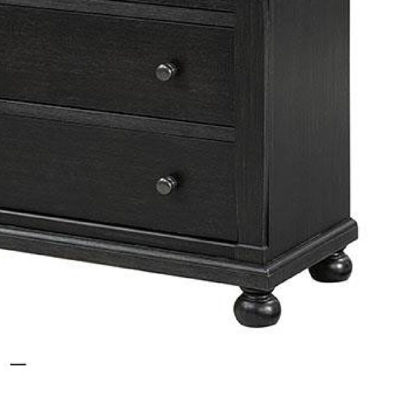 Ginie Tall Dresser Chest, 5 Drawers and Farmhouse Legs, Black Brown