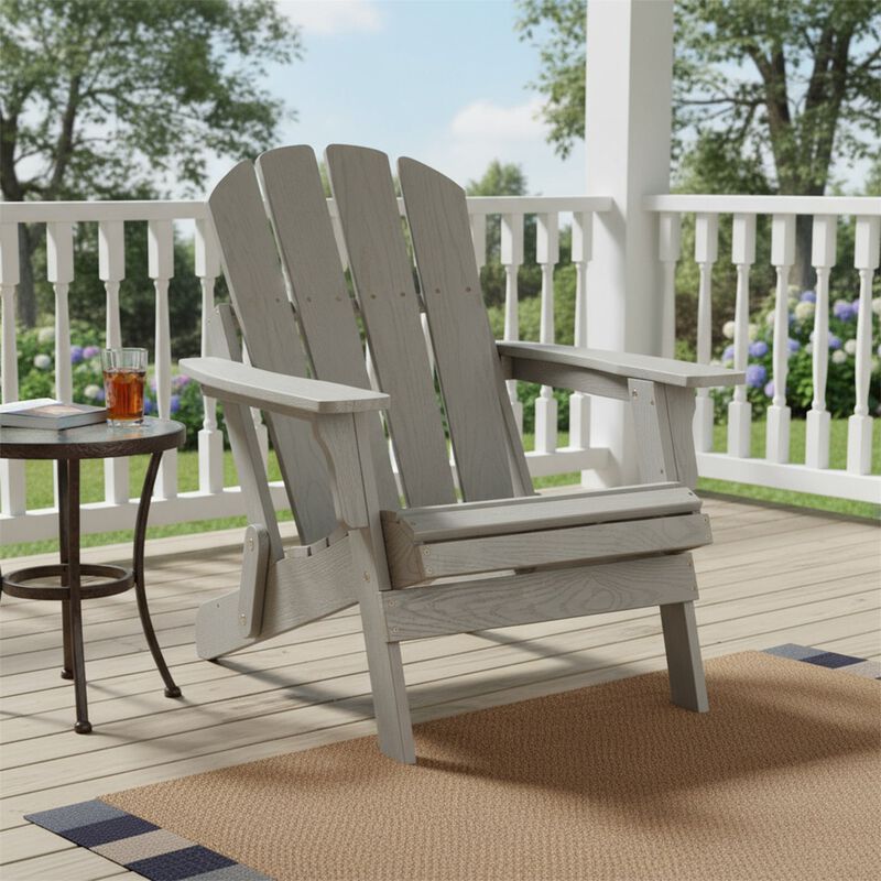 Wooden Oversize Outdoor Folding Adirondack Chair with BackRest & SeatBoard, Wood Patio Chair image number 2