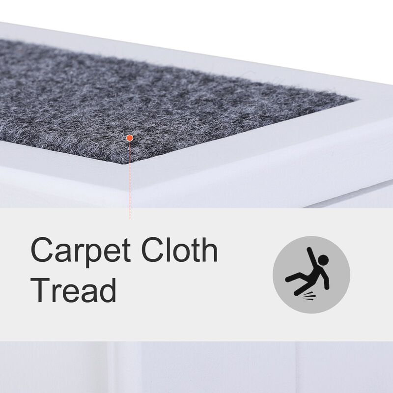 Pet-Friendly Ascent: 3-Step White Wooden Carpeted Stairs for Pets image number 5