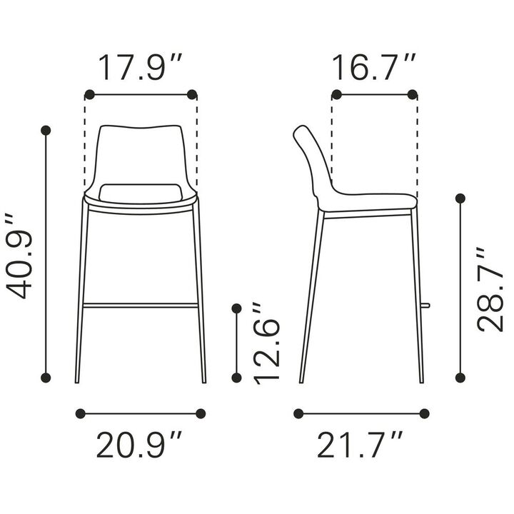 Belen Kox Ace Bar Chair (Set of 2), Dark Gray & Walnut, Belen Kox