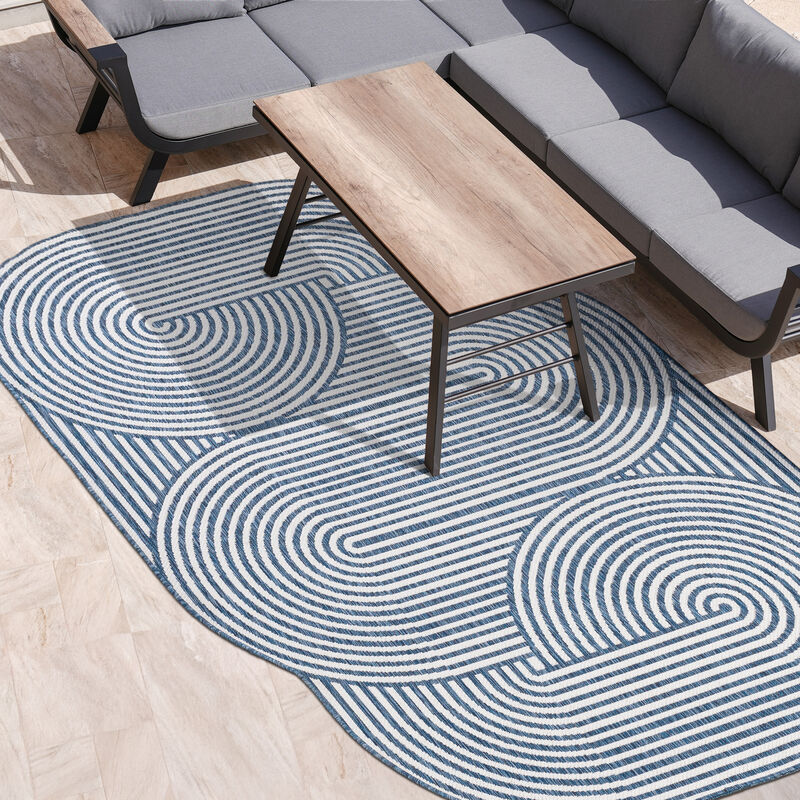 Margot Modern Geometric Arch Stripe Indoor/Outdoor Shaped Area Rug