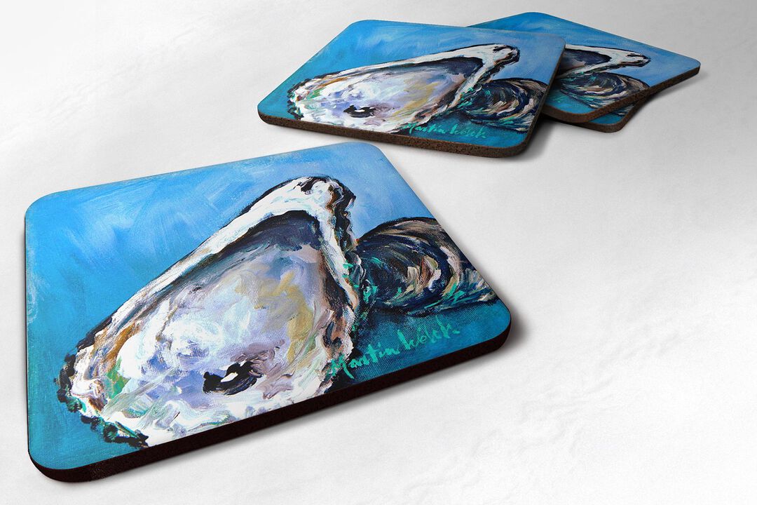 Caroline's Treasures MW1048FC Oyster Oyster Blue Foam Coasters (Set of 4), 3.5 H x 3.5 W, Multicolor