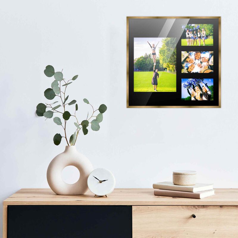 14.5x16 Wood Collage Frame with a Black Mat for 8x10 & 4x6 Pictures