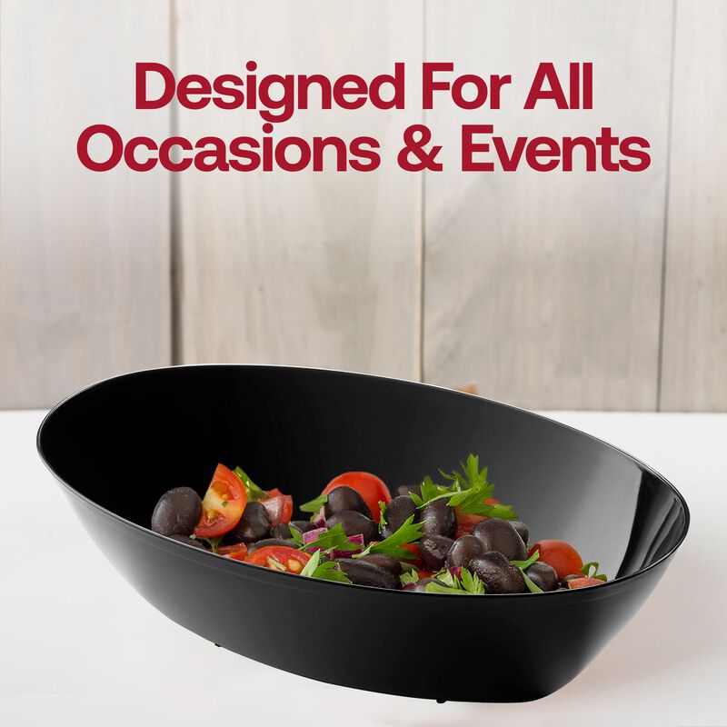 2 qt. Black Oval Plastic Serving Bowls (24 Bowls) image number 6
