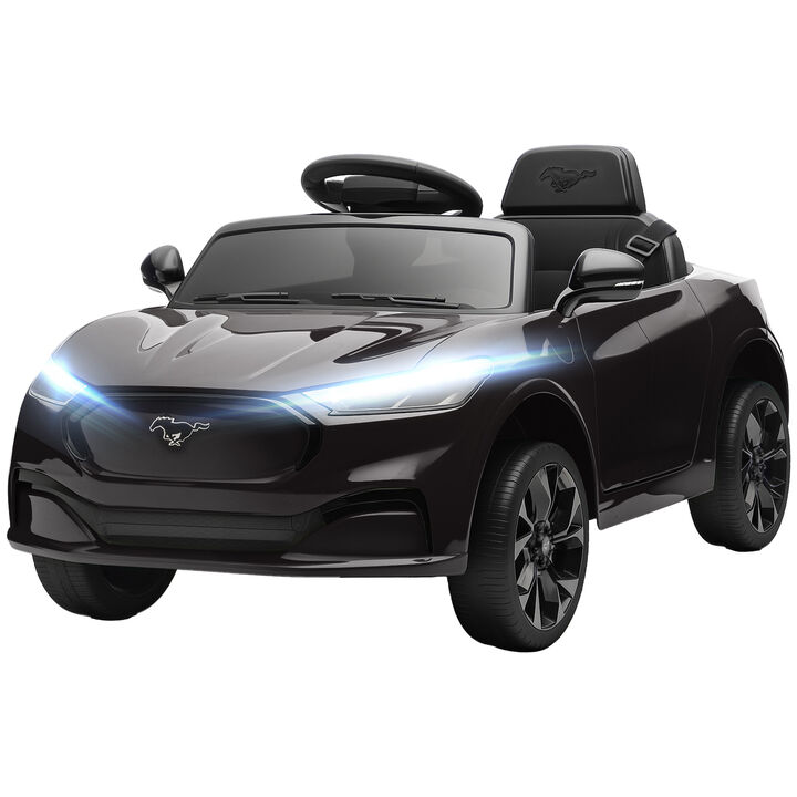 BreeBe 12V Kids Ride On Car, Licensed Ford Mustang Mach-E Electric Car with Remote Control, LED Light, Music