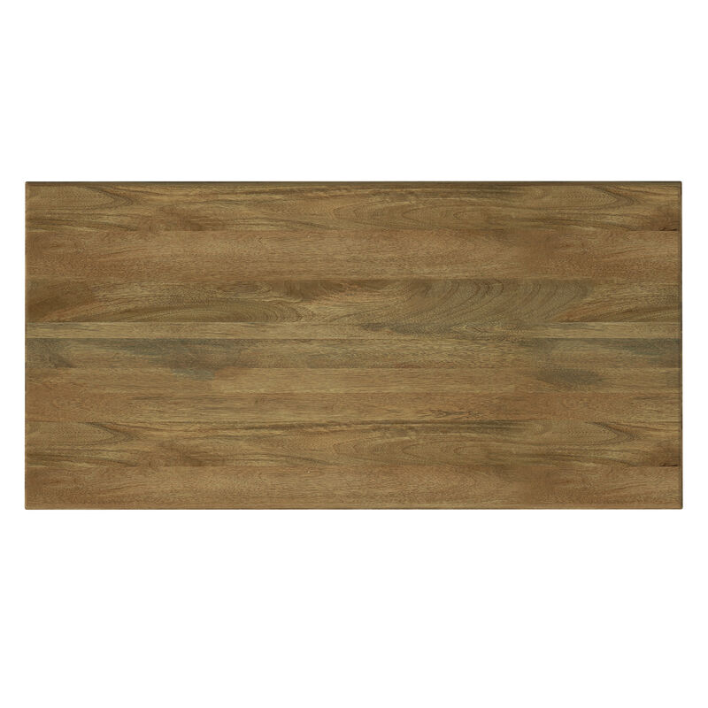 Watkins SOLID MANGO WOOD and Metal 72 inch x 36 inch Rectangle Modern Dining Table with Inverted Metal Base in Light Brown image number 7