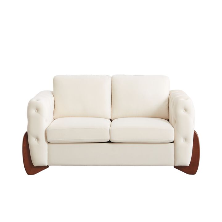 Zagrek Mid‑Century Modern Button Tufted Velvet Loveseat