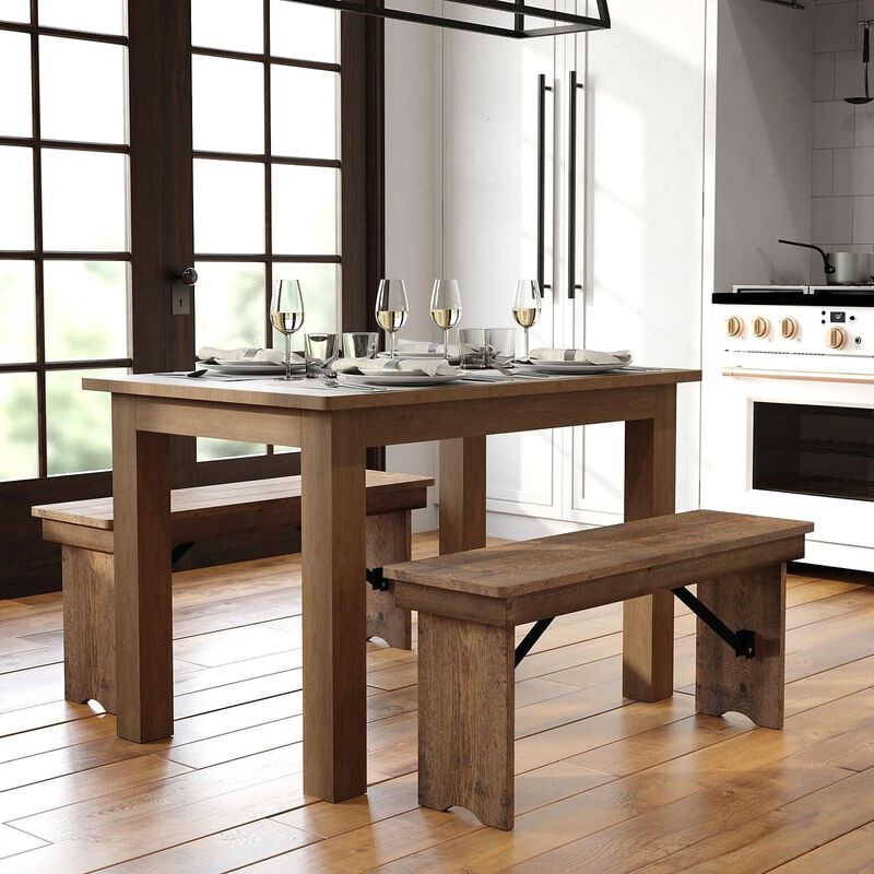 ShipItFurniture Hercules 46x30 Antique Rustic Solid Pine Farm Dining Table image number 6