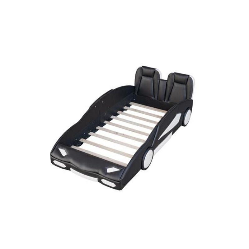 Race Car-Shaped Platform Bed with Wheels Fun & Sturdy Kids' Bed Frame