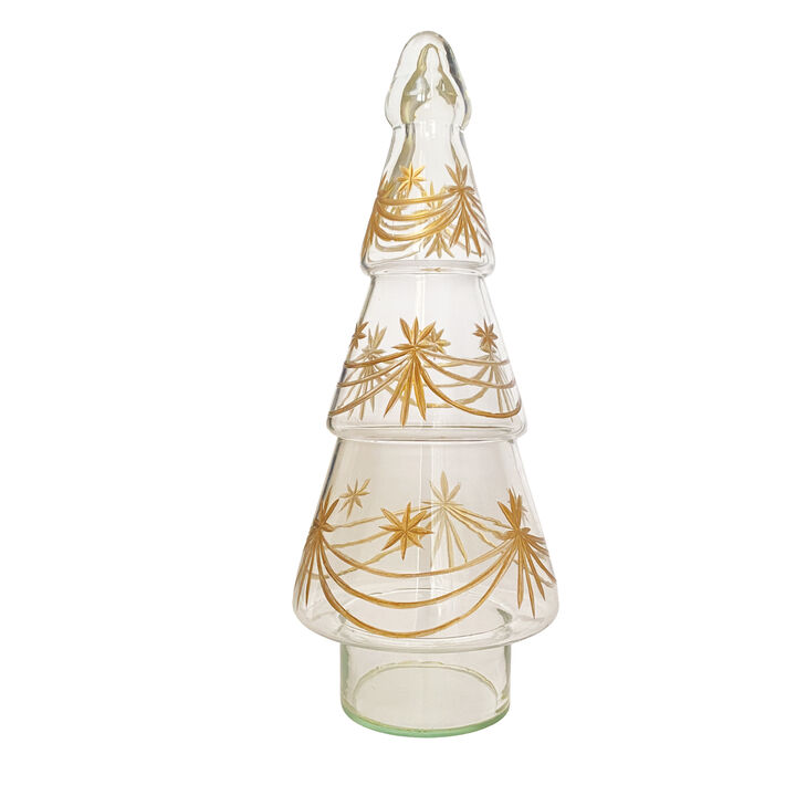Hand-Etched Gold Glass Tree Sculpture