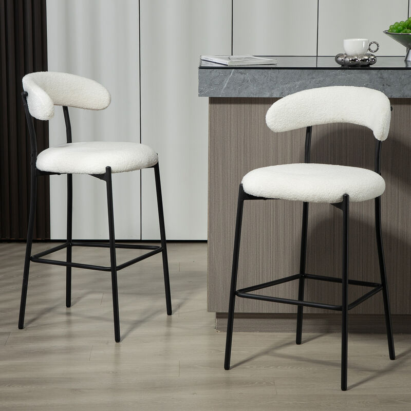 Streamdale 26" Counter Bar Stools with Fabric and Black Base