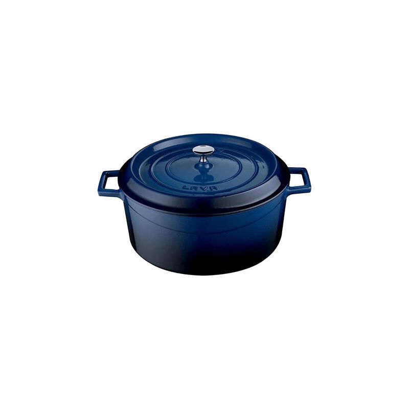 Cast Iron dia.5.5" h:2" 26 oz. Round Blue Cast Iron Dutch Oven