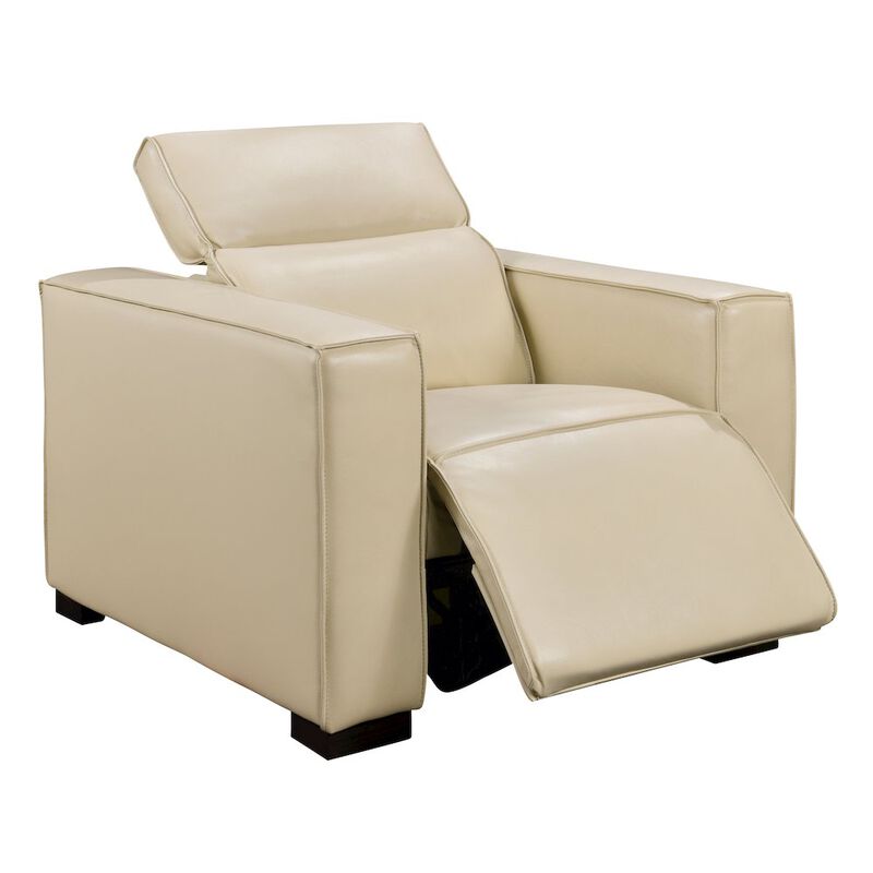 Riseholme Reclining Lounge Chair in Beige Full-Leather