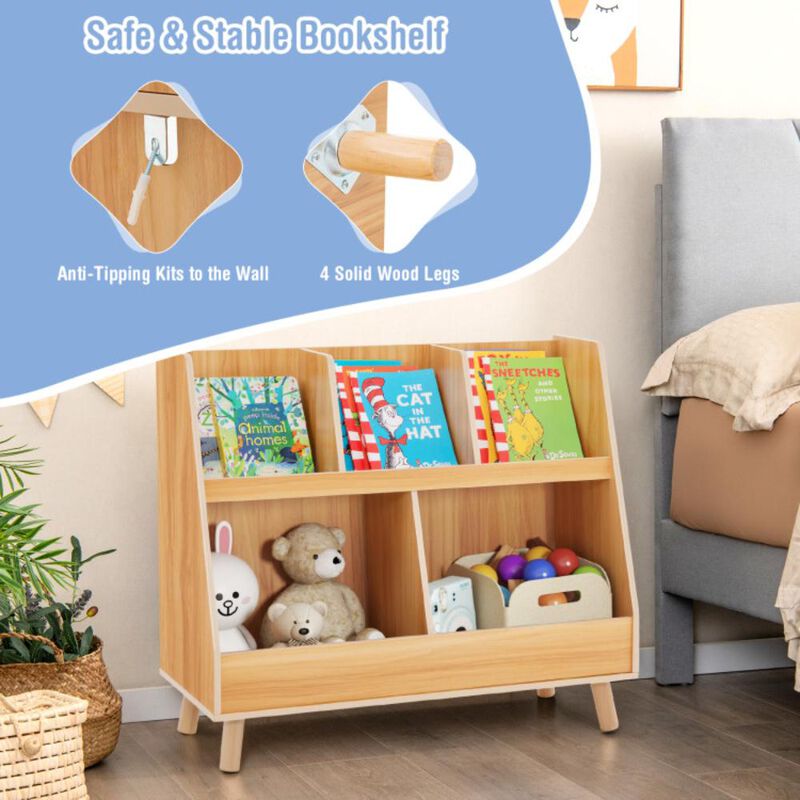 Hivvago 5-Cube Kids Bookshelf and Toy Organizer with Anti-Tipping Kits