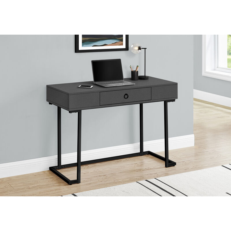 Monarch Specialties I 7386 Computer Desk, Home Office, Laptop, Storage Drawers, 42"L, Work, Metal, Laminate, Grey, Black, Contemporary, Modern