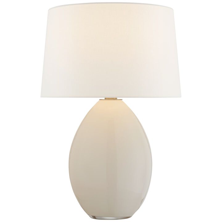 Myla Medium Wide Table Lamp in White Glass