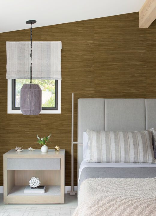 Zhilan Brown Grasscloth Wallpaper