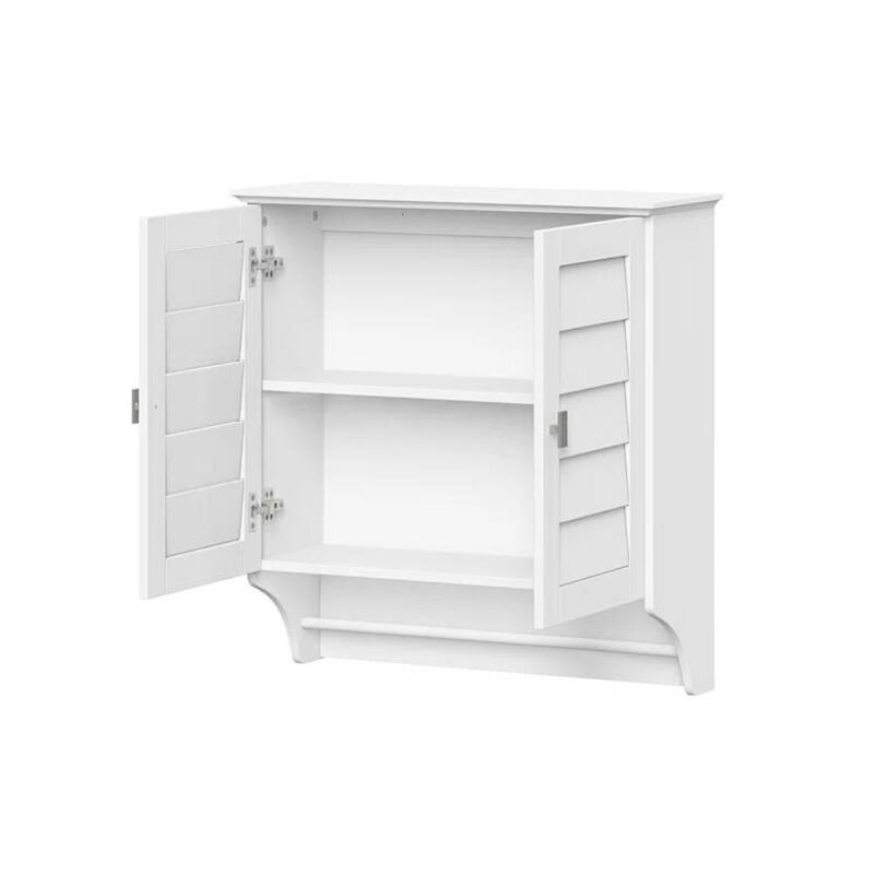 Hivvago Wall Mounted Bathroom Medicine Cabinet with Louver Doors and Towel Bar in White