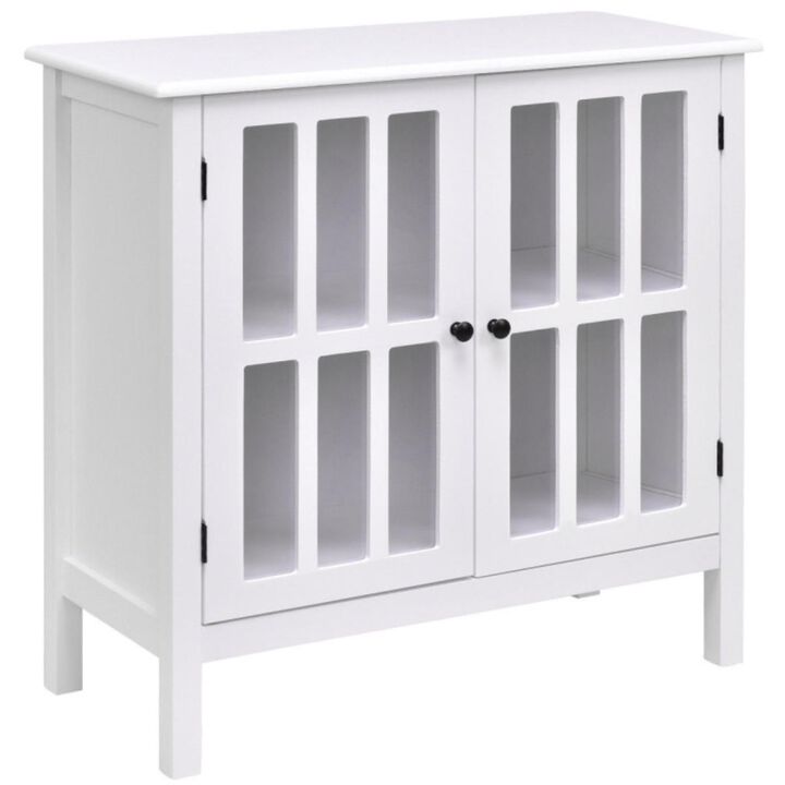 Hivvago Glass Door Sideboard Console Storage Buffet Cabinet