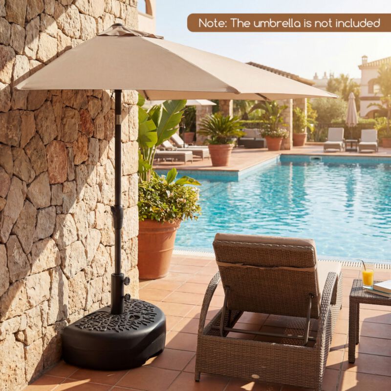 55 LBS Half Round Patio Umbrella Base  for Deck Lawn Poolside image number 2