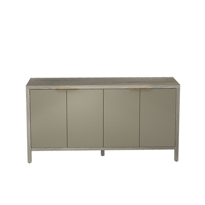 TATEUS 59" Modern Wood Sideboard Cabinet with 4 Doors & Adjustable Shelves