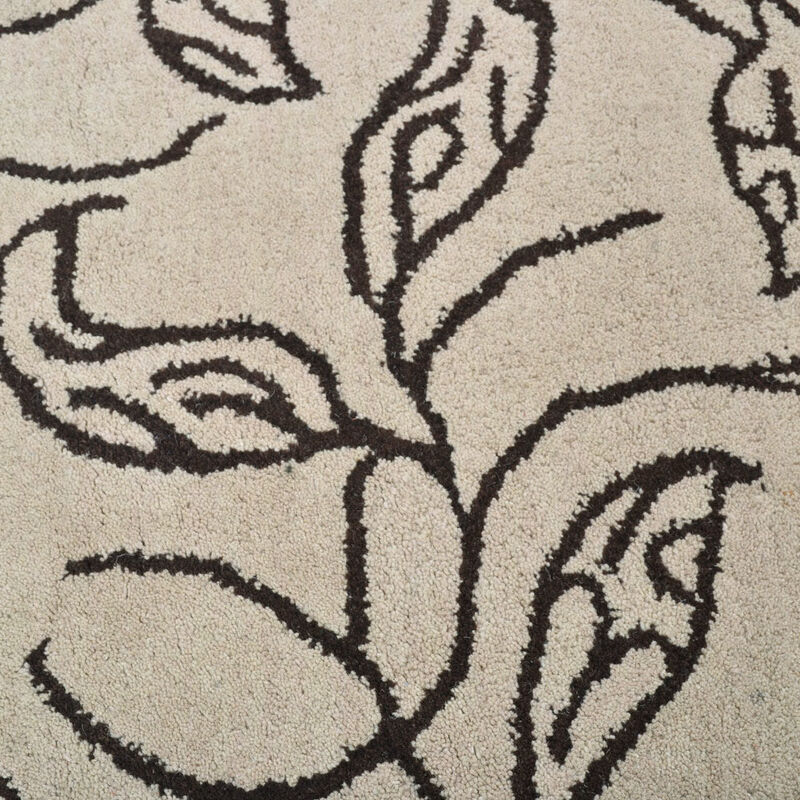 RUGSOTIC CARPETS HAND TUFTED WOOL ECO-FRIENDLY AREA RUGS  - 4'x6', Rectangle Shape, Beige & Brown, Floral Modern Design, High Pile Thick Handmade Area Rugs for Living Room, Bed Room (K00726)