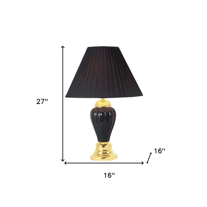 Hivvago 27" Black and Gold Ceramic Urn Table Lamp With Black Empire Shade