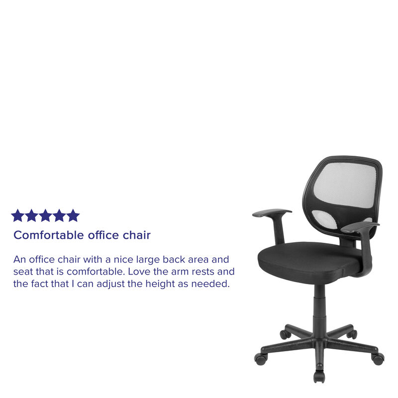 Flash Fundamentals Mid-Back Black Mesh Swivel Ergonomic Task Office Chair with Arms image number 4