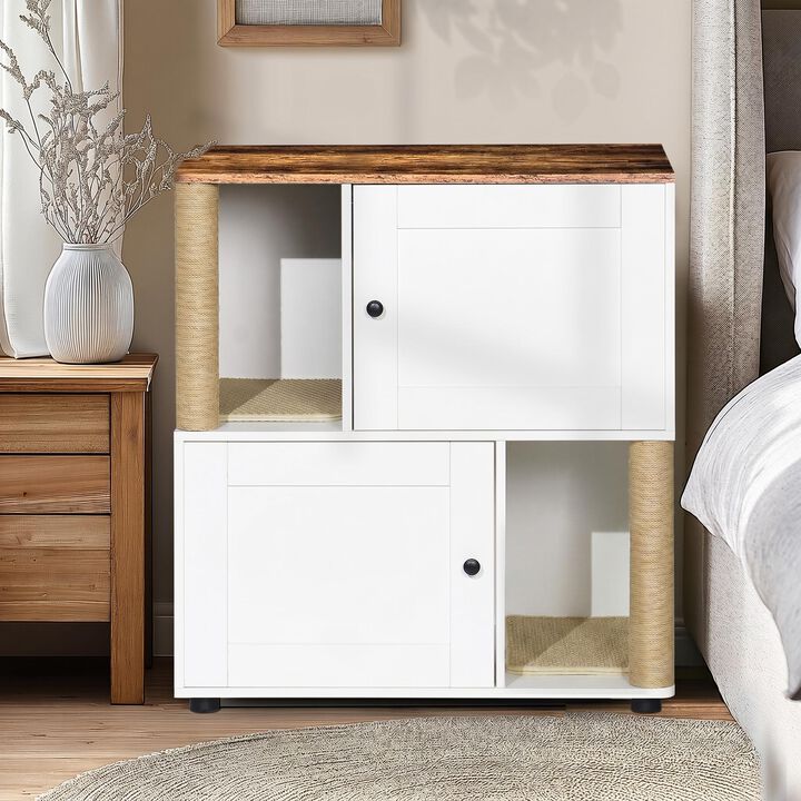 Double Cat Litter Box Enclouse,Cat Litter Cabinet,Double Litter Box Enclosure with Shelve