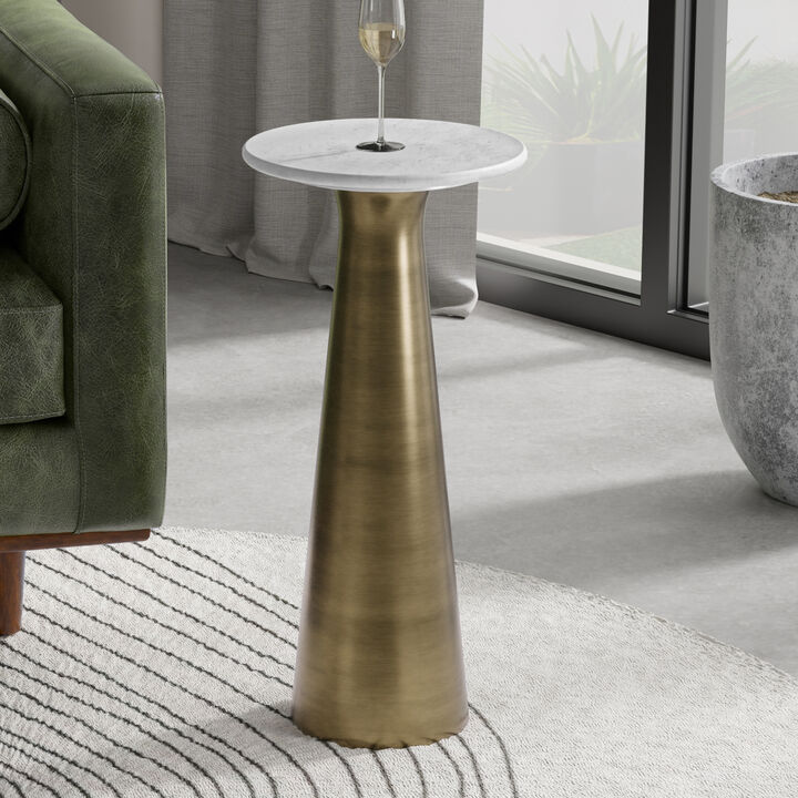 Nicollette Modern Contemporary 12 inch Wide Metal Side Table in Antique Brass