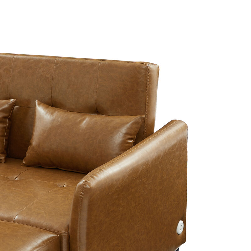 Merax Convertible PU Loveseat Sleeper Sofa Bed