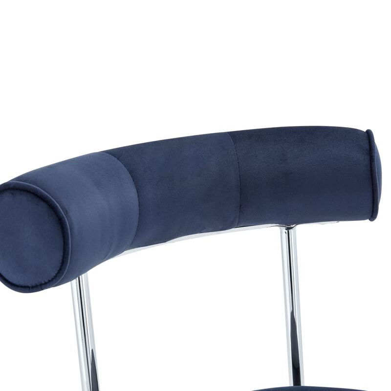 Set of 2 swivel bar stools, velvet upholstered adjustable height bar chair with open back, chrome base counter stools with footrest image number 5