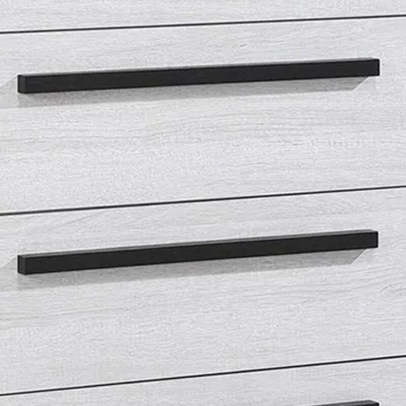 Ruthe Tall Dresser Chest with 4 Drawers, Ebony Black, White Wood