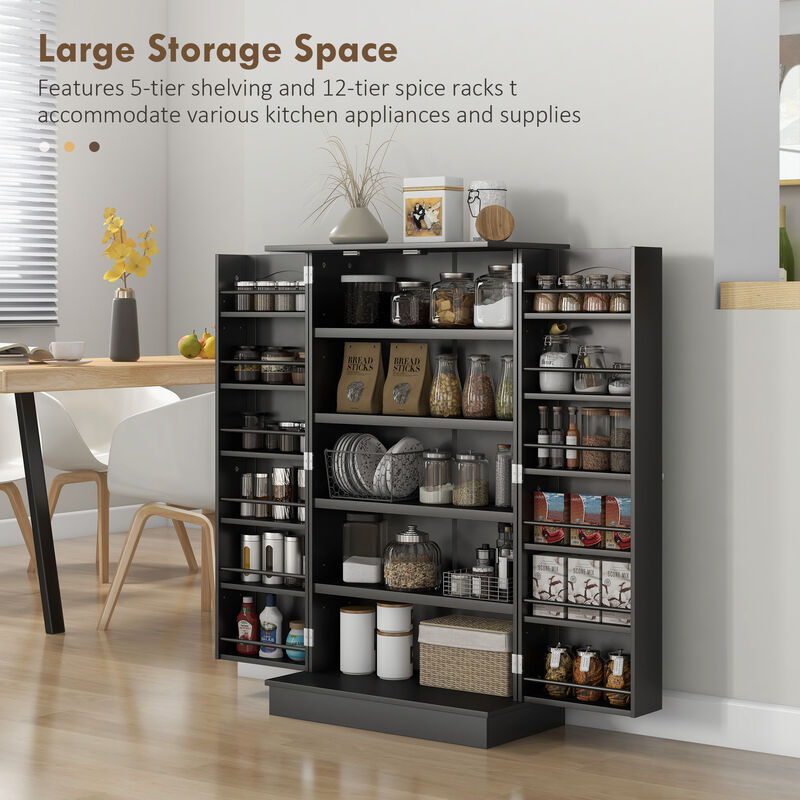 Hivvago Freestanding Kitchen Storage Cabinet with 5-Tier Shelving image number 3