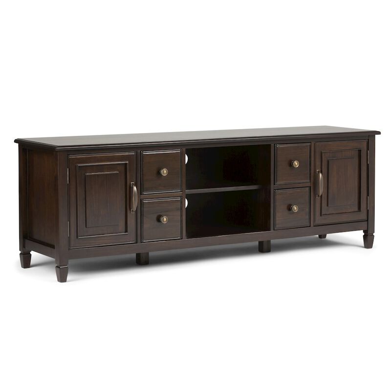 Simpli Home Solit Wood 72 Inch Wide Tv Stand In Dark Chestnut Brown For Tvs Up To 80 Inches
