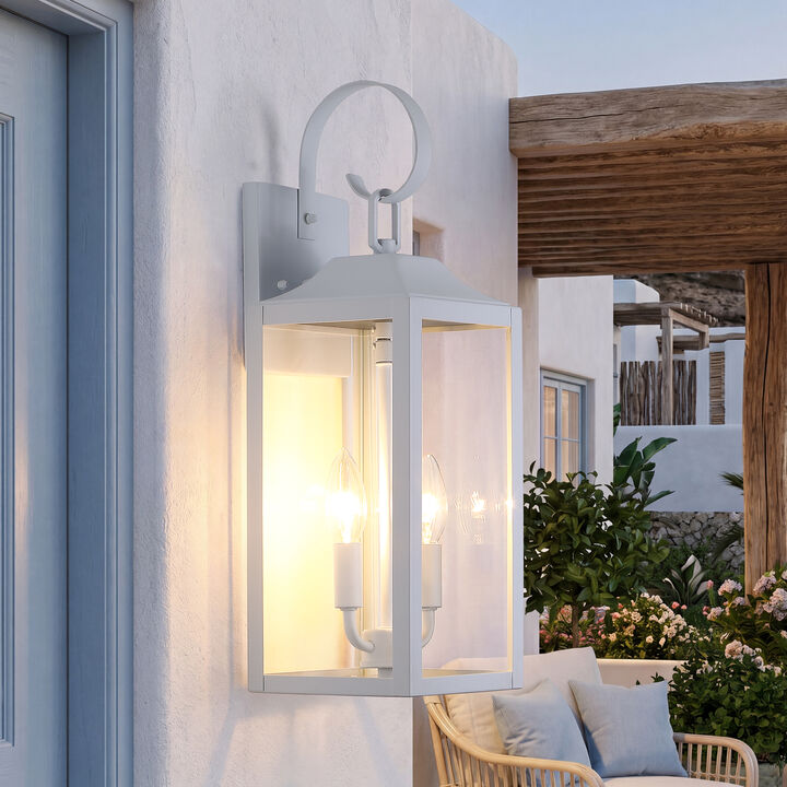 18.85 in. 2-Light Outdoor Wall Lantern with Clear Glass Shade