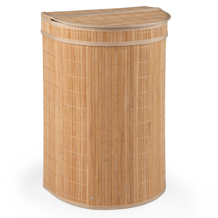 19 Gal Wicker Clothes Hamper with Zippered Lid and Fabric Liner