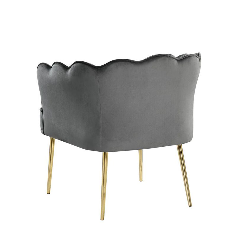 Jackie Gray Velvet Accent Chair with Gold Legs
