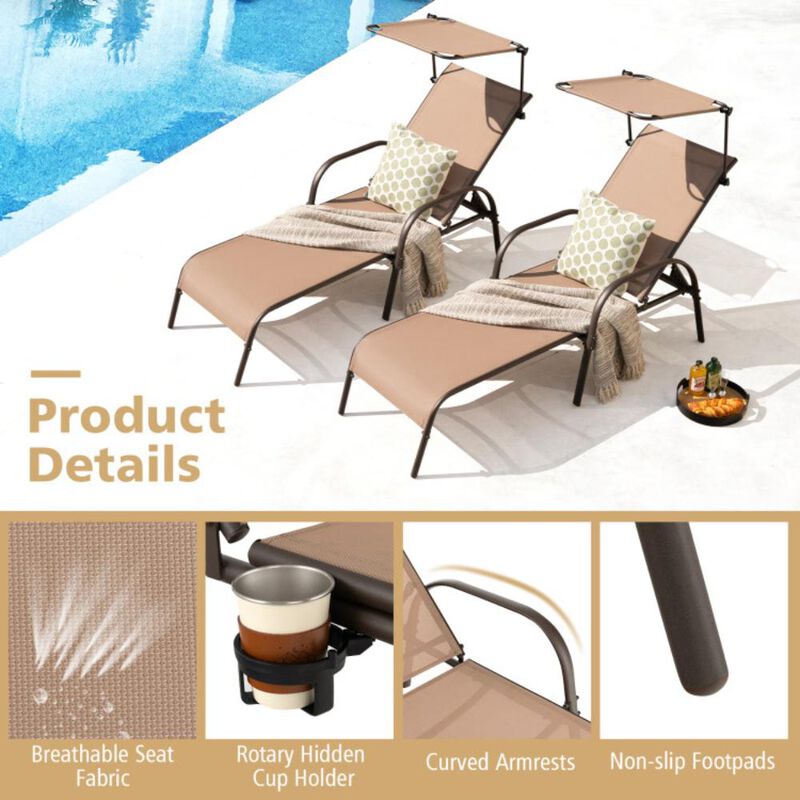 Hivvago Patio Heavy-Duty 5-Level Adjustable Chaise Lounge Chair