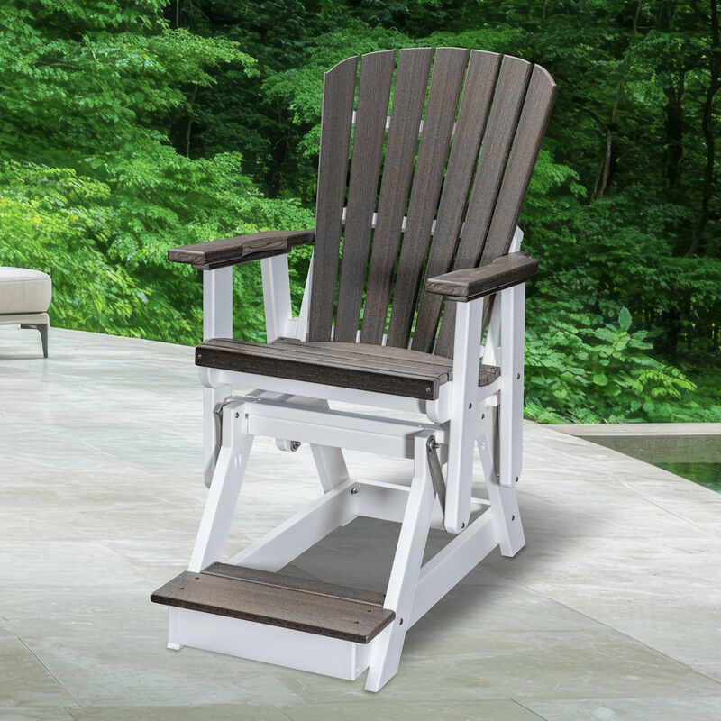 American Furniture Classics Fan Back Balcony Glider in Coastal Gray on a White Base