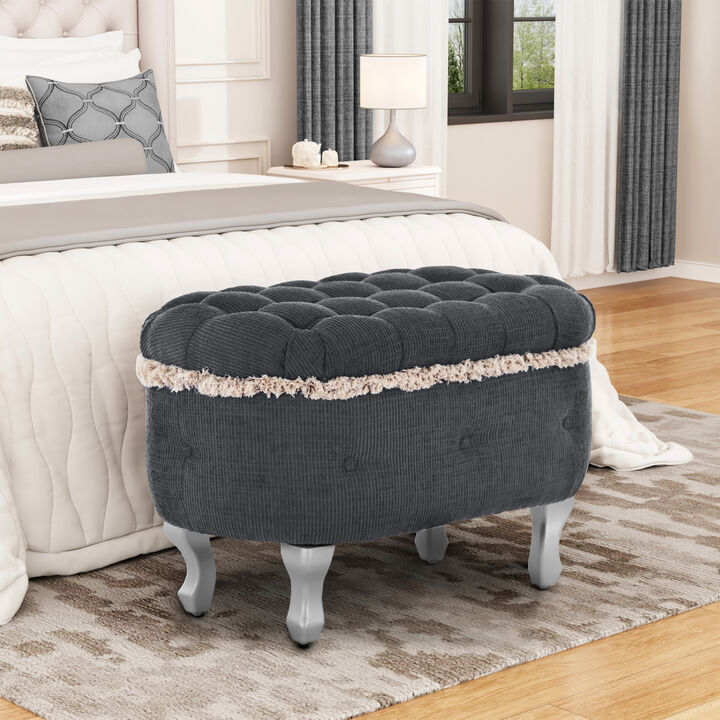 Merax Tufted Storage Bench with Tassel Accents