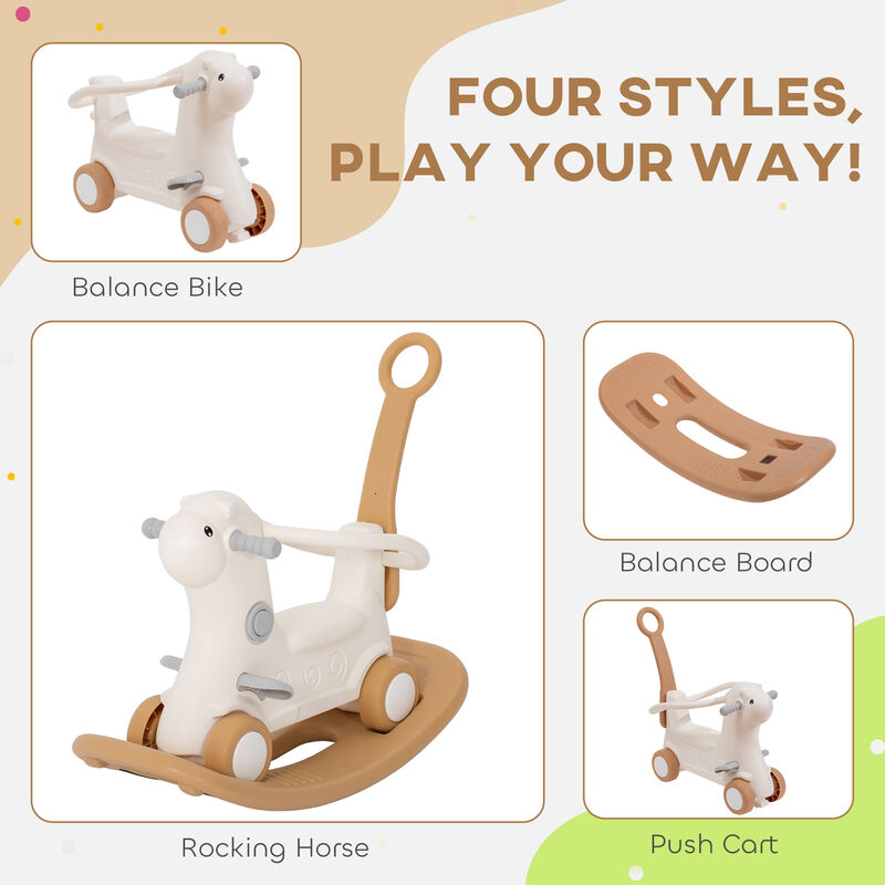 BreeBe 4-in-1 Kids Rocking Horse with Parent Push Handle image number 3