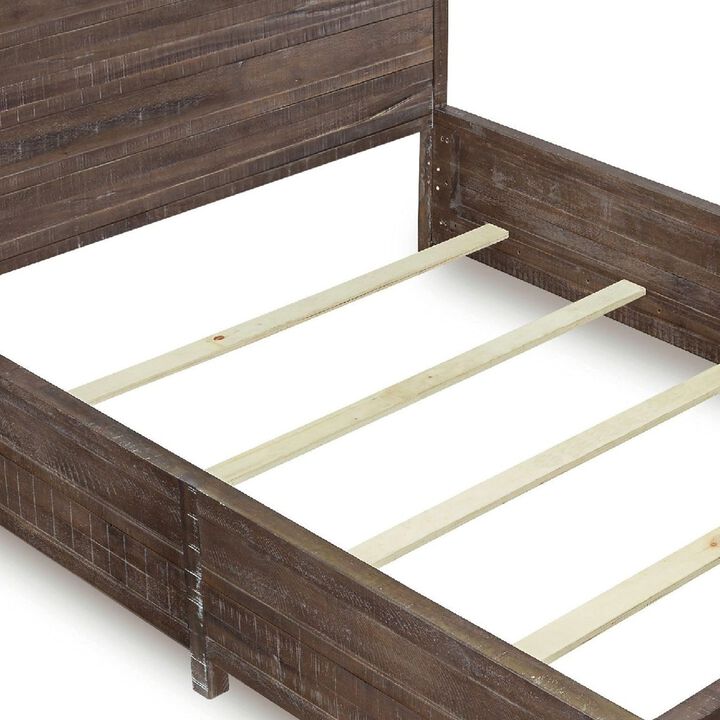 Cas Sengon Tekik Low Profile Panel King Bed, Rough Hewn, Brown
