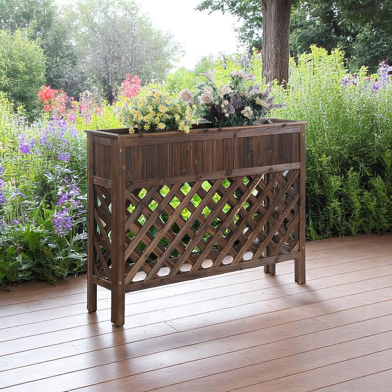 Large Raised Patio Planter in Weathered Cedar &ndash; Durable Outdoor Garden Planter