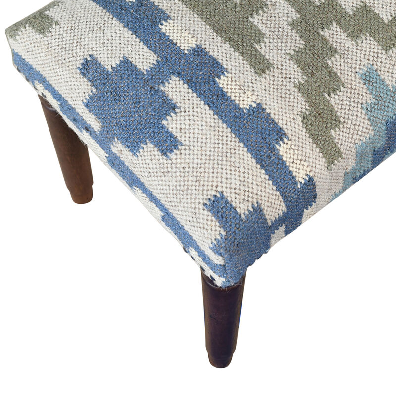 Elaris Geometric Jute and Wool  Upholstered Accent Bench image number 3