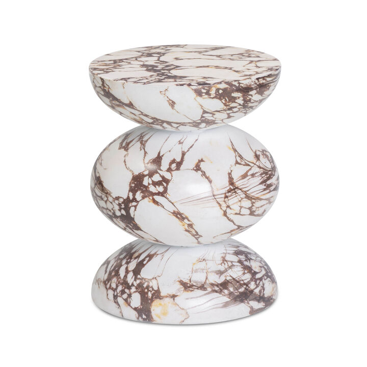 Pia Red Faux Marble Indoor/Outdoor Concrete Side Table