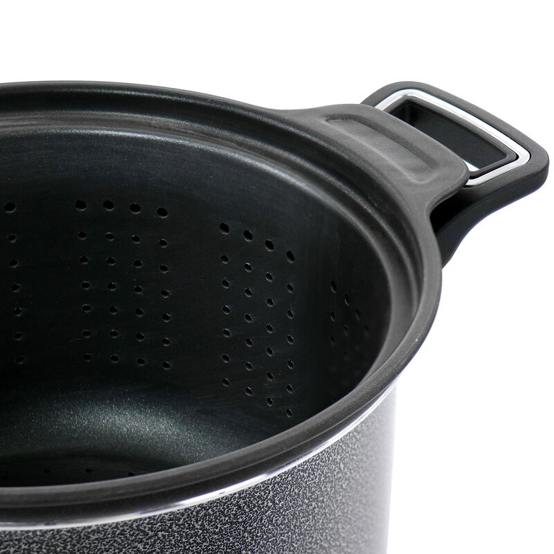 Oster Clairborne 3 Piece Aluminum Nonstick Pasta Pot with Lid in Charcoal Grey image number 6