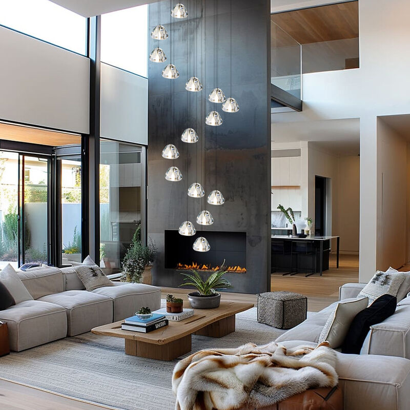 118" Long Chandelier Large Hanging  Crystal Lighting for Stairs High Ceiling image number 6