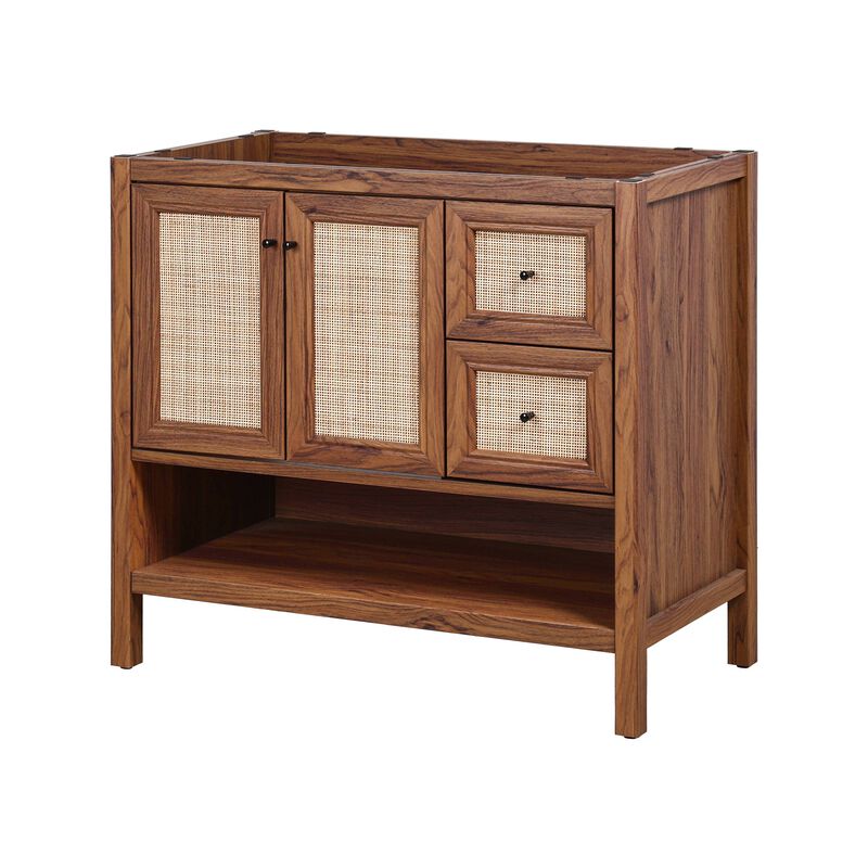 Jasper 36 in. W x 18 in. D x 33 in. H Rattan Modern Coastal 2-Shelf Bath Vanity Cabinet Only (Sink Basin Not Included)
