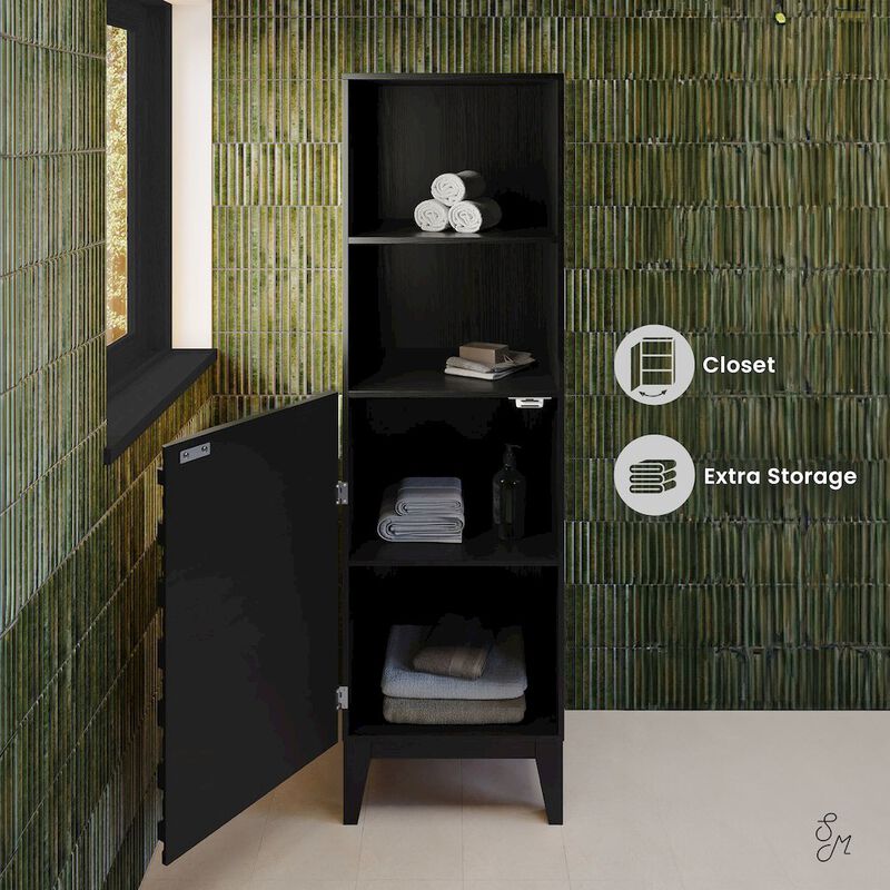 Cascade 17 x 17 x 60 Freestanding Linen Cabinet in Black Oak image number 2